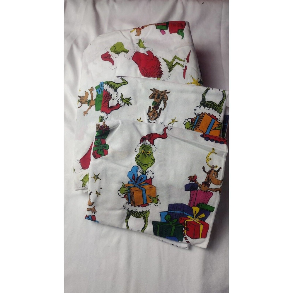 Pottery Barn ~Dr. Seuss's The Grinch & Max Organic Sheet Set Queen - Picture 3 of 6